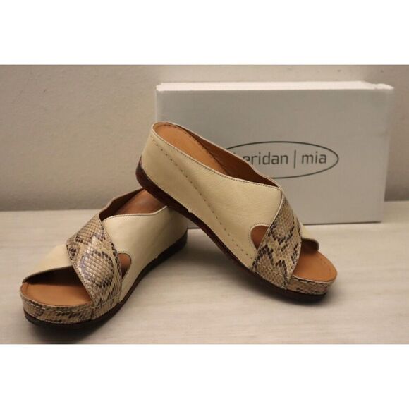 Sheridan Mia WMN Sz 41M US 10M Beige Combo Snake Print Kokos Leather Sandals - Picture 1 of 14